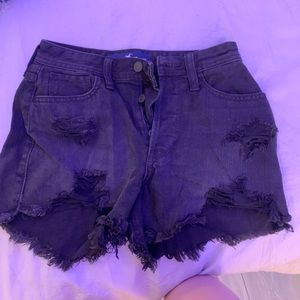 Hollister Ripped Black Jean Shorts